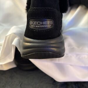 Skechers Black Ankle Booties with Fur Trim